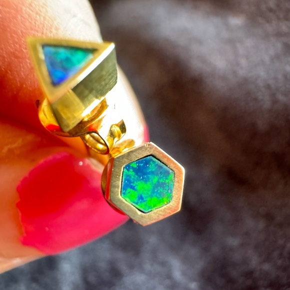 Melanie Katsalidis Gold and Opal Stud Earrings - Picture 4 of 6